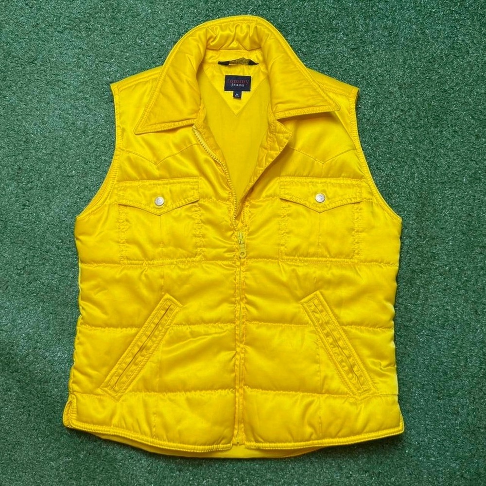 Tommy Hilfiger yellow puffer vest  size Medium